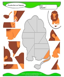 Puzzle Kes Yapıştır Çalışma Sayfaları